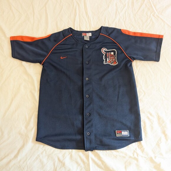 Nike Detroit Tigers MLB Jersey Size L Men's Navy Blue Button-Up Team Apparel - Picture 1 of 11